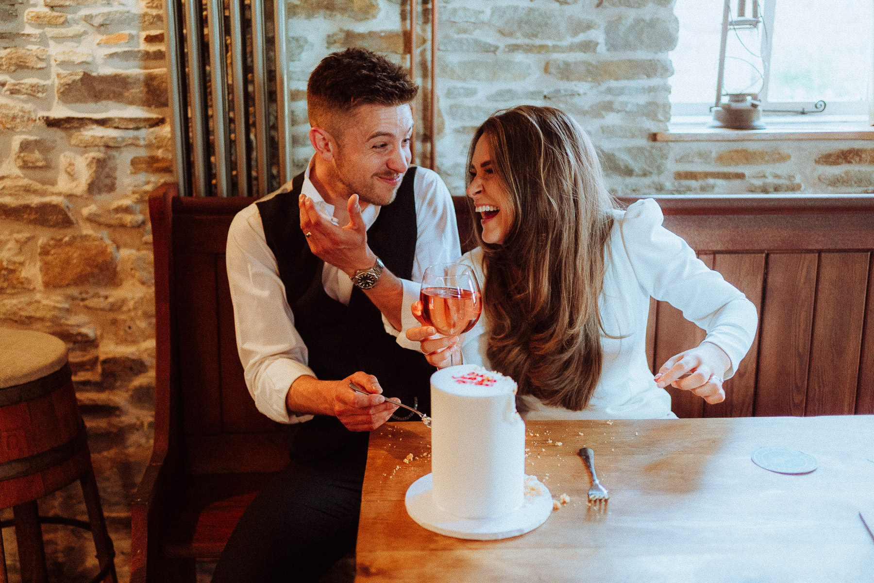 Cool couple at their wedding at The Old House 1147 in Maesteg